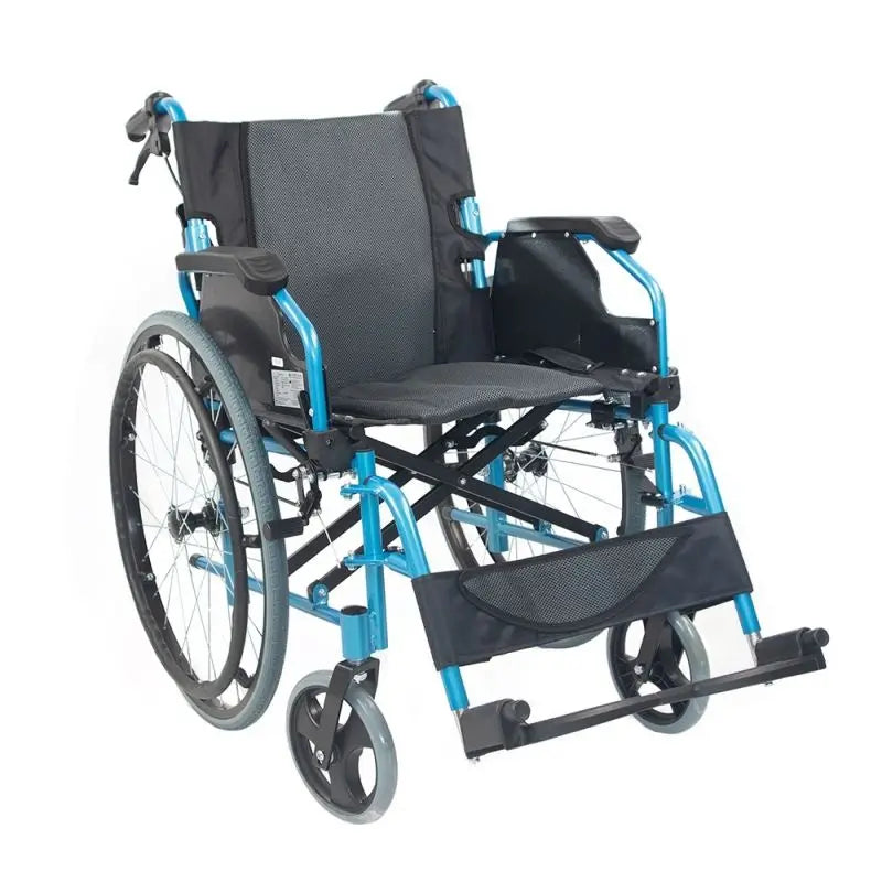 Mobiclinic Silla De Ruedas Plegable Con Respaldo Partido Azul