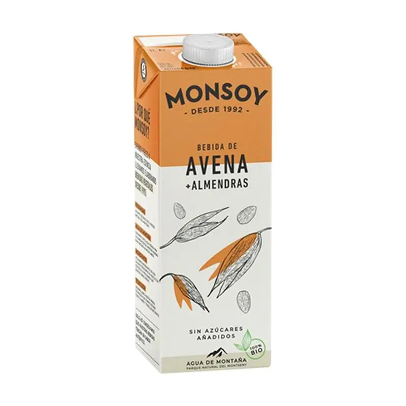 Monsoy Bebida Vegetal De Almendras Con Avena 1Lt 6Uds.Bio