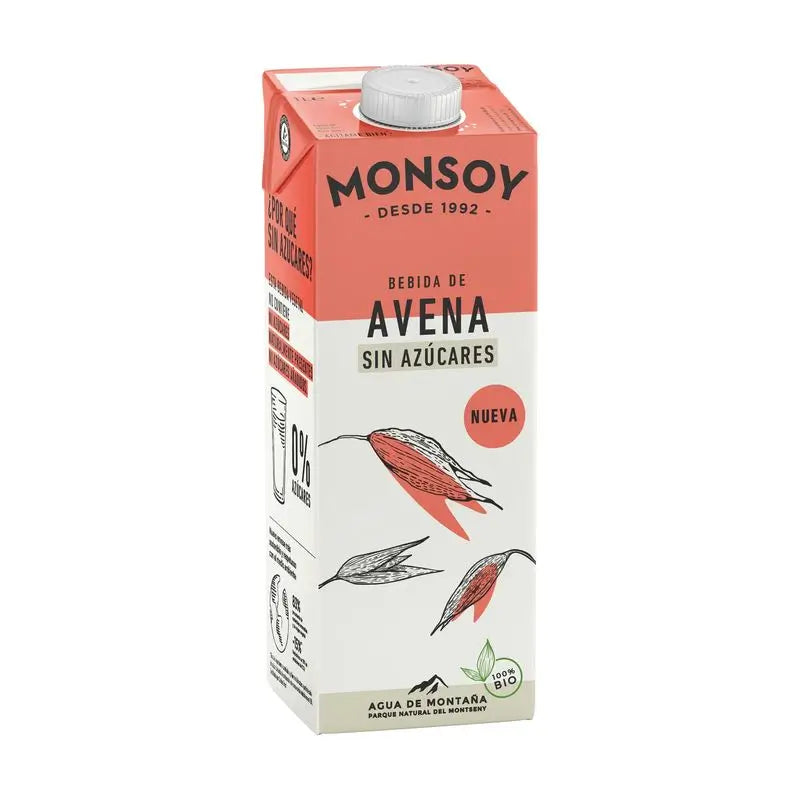 Monsoy Bebida Vegetal De Avena 0% Azucar 1Lt 6Uds. Bio