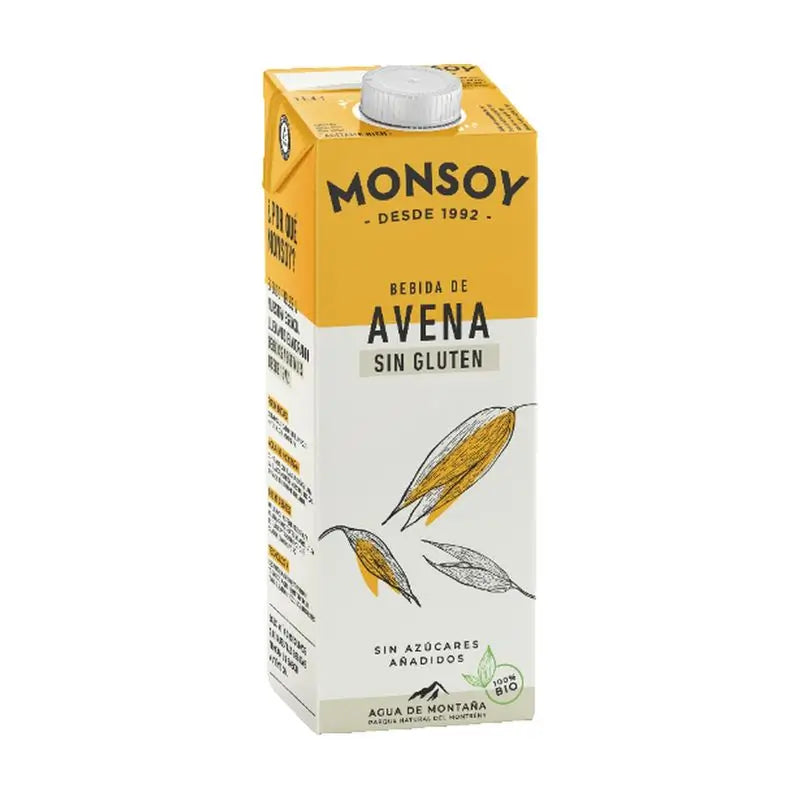 Monsoy Bebida Vegetal De Avena Sin Gluten 1Lt 6Uds. Bio