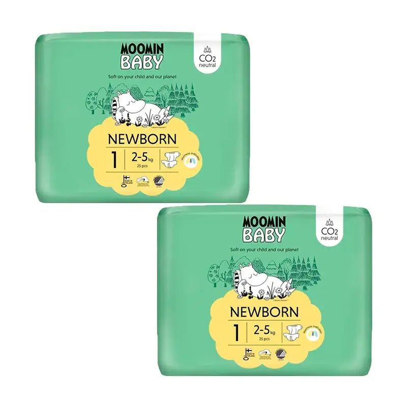 Moomin Baby Pañales Talla 1 , 2 x 25 unidades