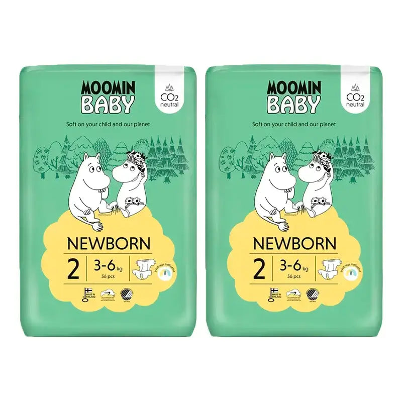 Moomin Baby Pañales Talla 2 , 2 x 56 unidades