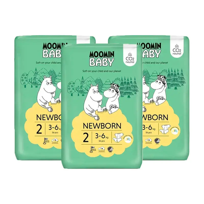 Moomin Baby Pañales Talla 2 , 3 x 56 unidades