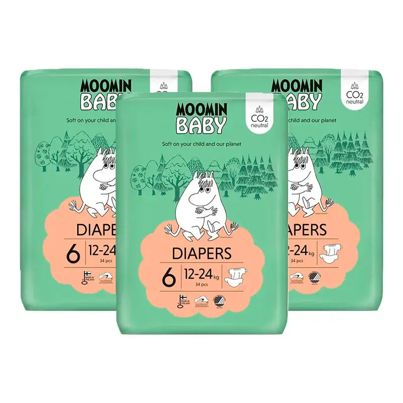 Moomin Baby Pañales Talla 6 , 3 x 34 unidades