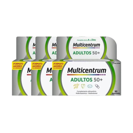 Multicentrum Adultos 50+ Complemento Alimenticio Multivitamínico Para Adultos 50+ Pack 3 x 90 Comprimidos