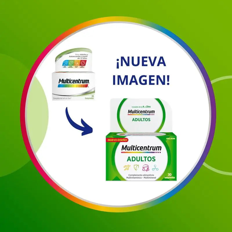 Multicentrum Complemento Alimenticio multivitamínico para adultos, 30 comprimidos