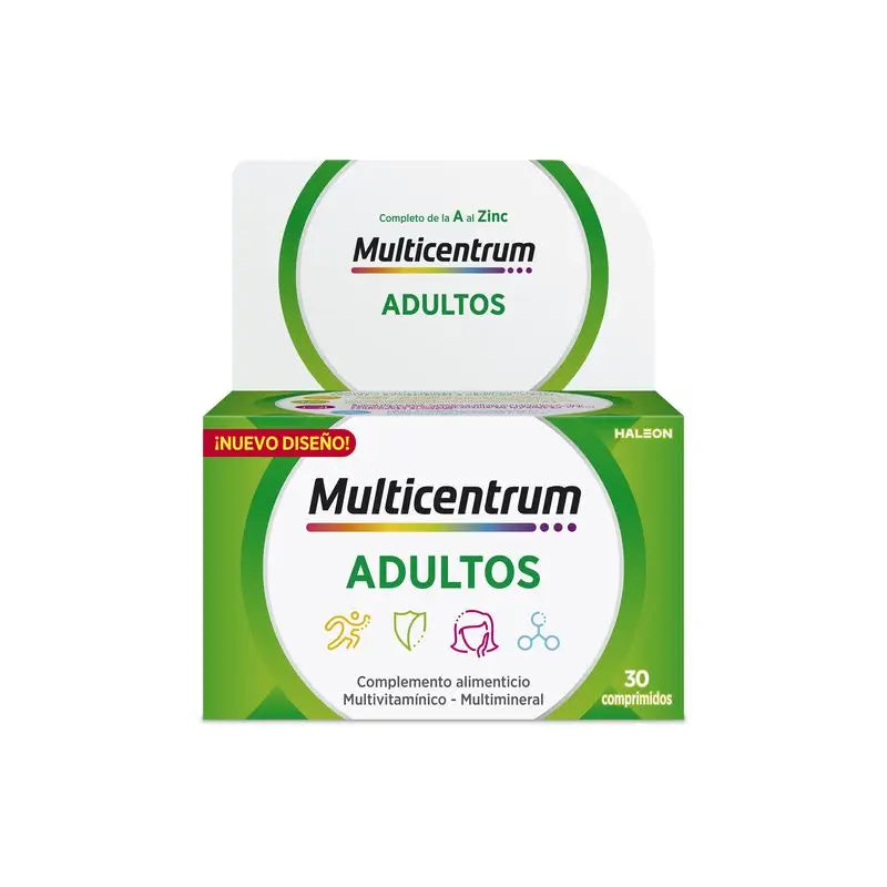 Multicentrum Complemento Alimenticio multivitamínico para adultos, 30 comprimidos