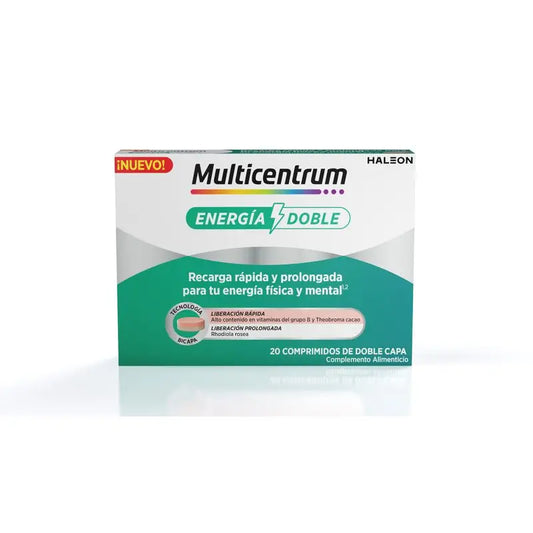 Multicentrum Energía Doble Complemento Alimenticio Multivitamínico, 20 comprimidos