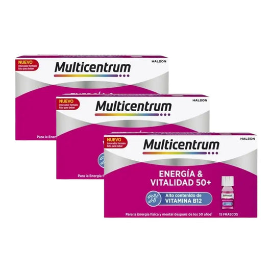 Multicentrum Energía Y Vitalidad 50+ Complemento Alimenticio Pack 3 x 15 frascos