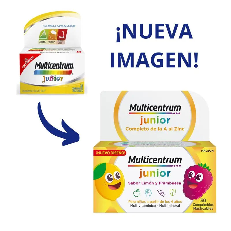 Multicentrum Junior Multivitamínico + 4 años, 30 Comprimidos