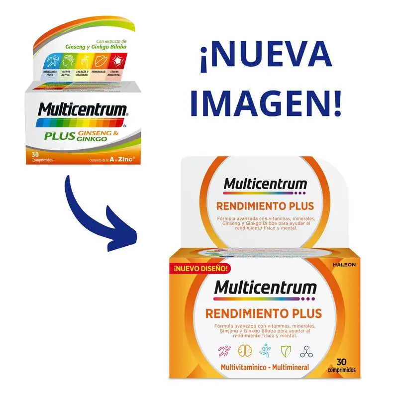 Multicentrum Rendimiento Plus Multivitamínico, 30 Comprimidos