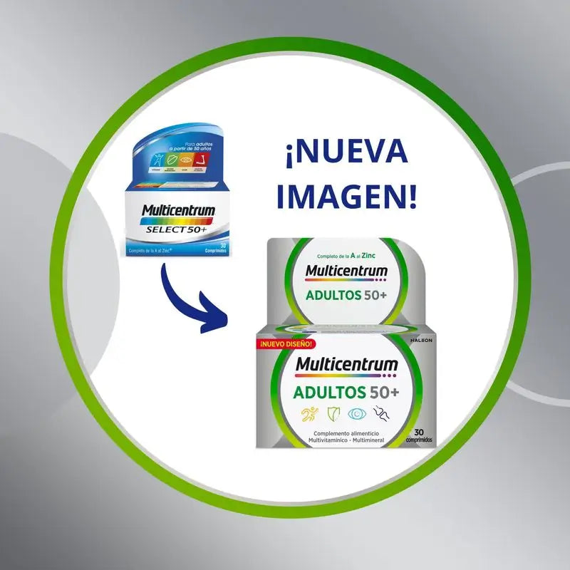 Multicentrum Adultos 50+ Complemento Alimenticio Multivitamínico Para Adultos 50+, 90 Comprimidos