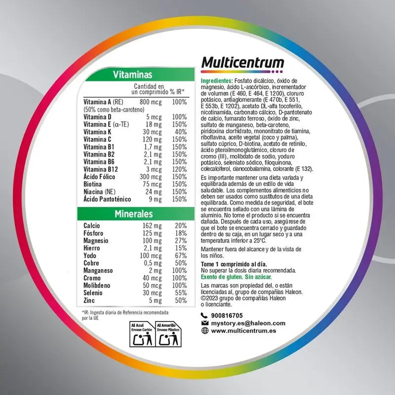 Multicentrum Adultos 50+ Complemento Alimenticio Multivitamínico Para Adultos 50+, 90 Comprimidos