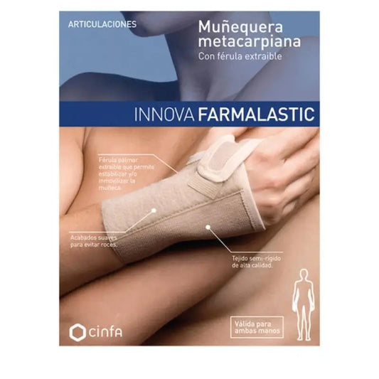 Farmalastic  Muñequera Metacarpiana Con Férula Extraíble, Talla Pequeña Beige