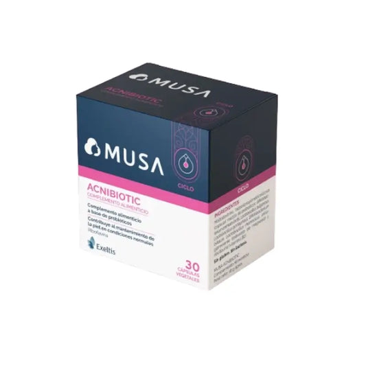 Musa Acnibiotic Complemento Alimenticio Con Probióticos Y Riboflavina Para El Acné , 30 cápsulas