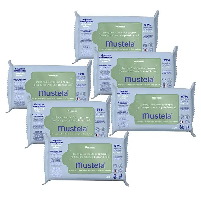 Mustela Toallitas Limpiadoras Con Aguacate Bio , 6 x 60 unidades