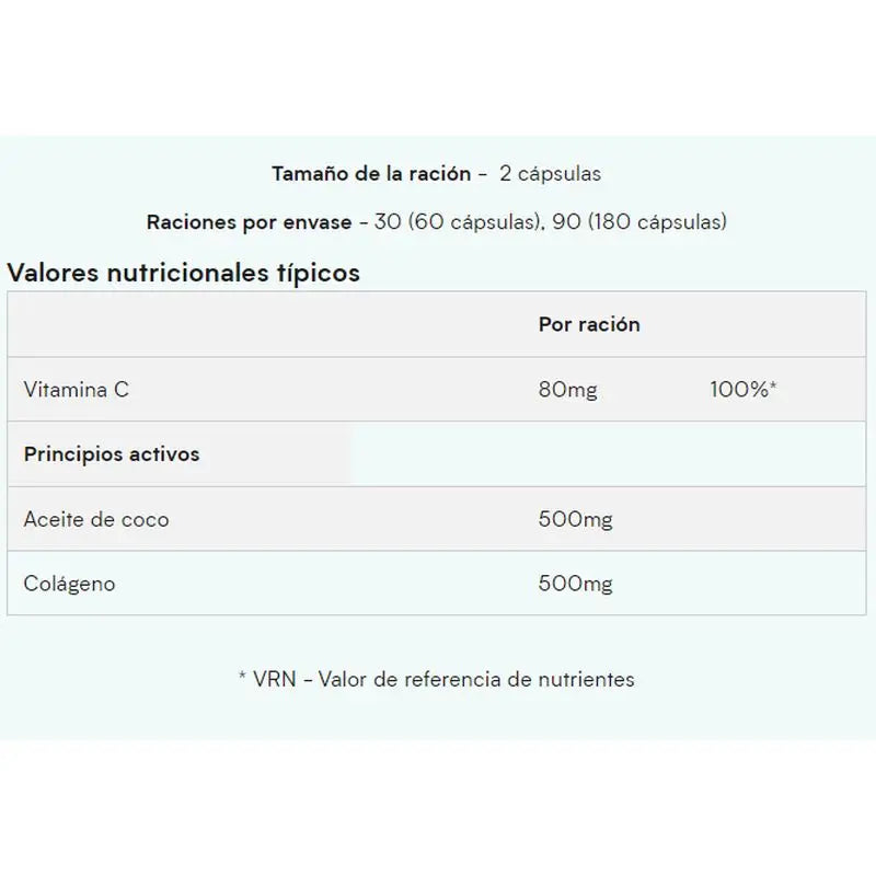 Myvitamins Coconut And Collagen, Unflavoured , 60 cápsulas