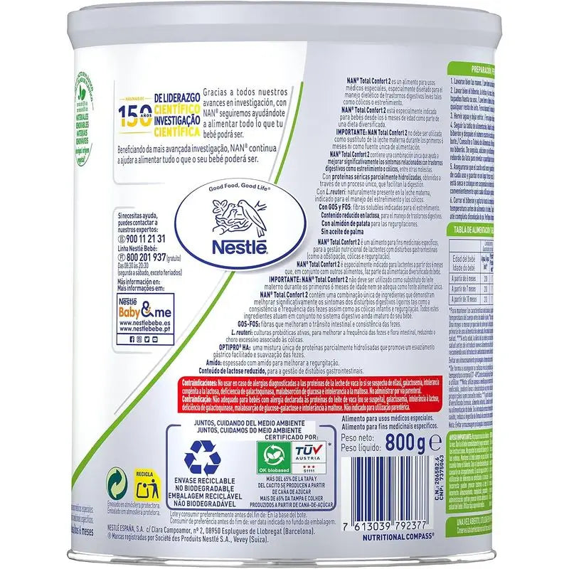 Nan Confort 2 Leche Infantil , 800 g