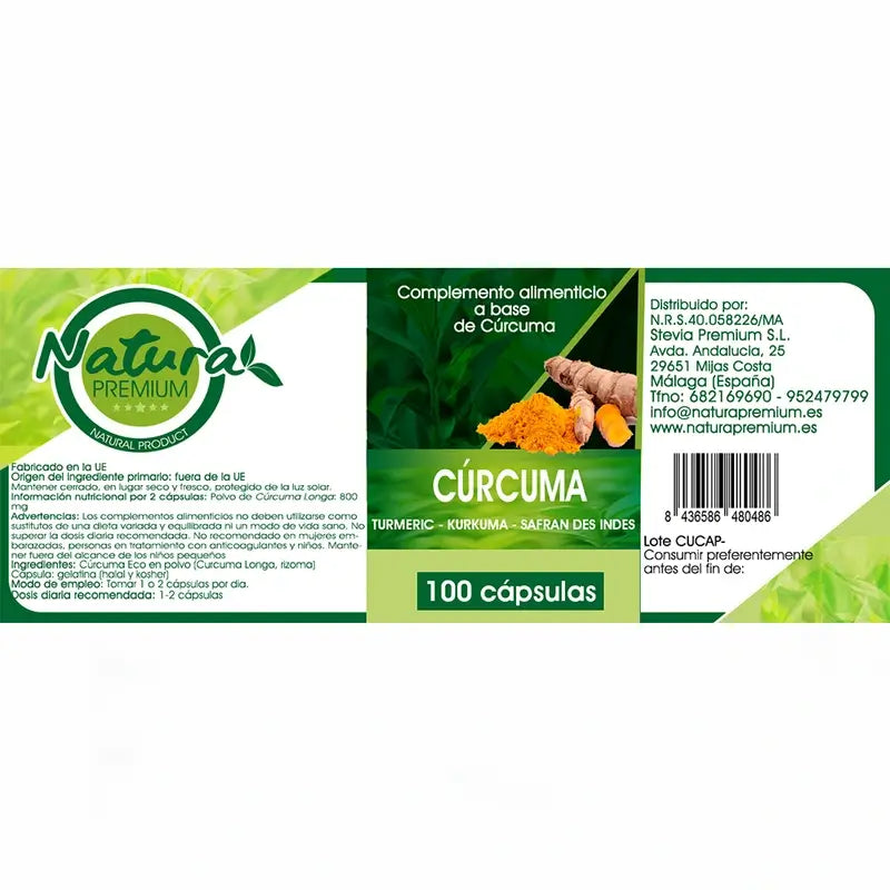 Natura Premium Capsulas Curcuma  , 100 unidades