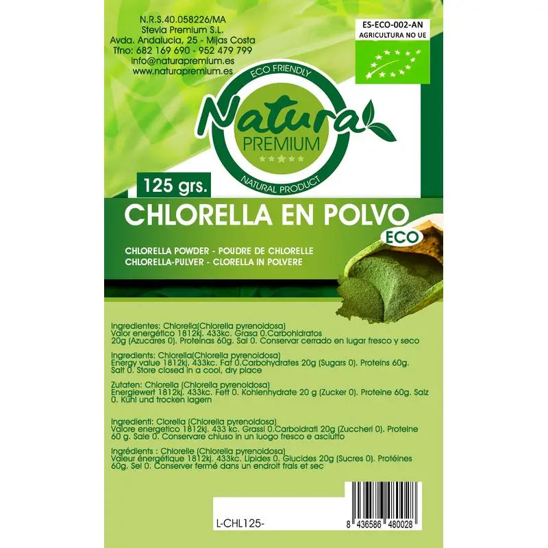 Natura Premium Chlorella En Polvo Bio , 125 gr