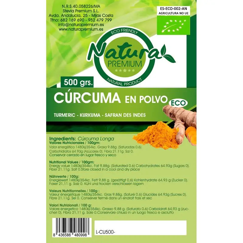 Natura Premium Curcuma En Polvo Bio , 500 gr