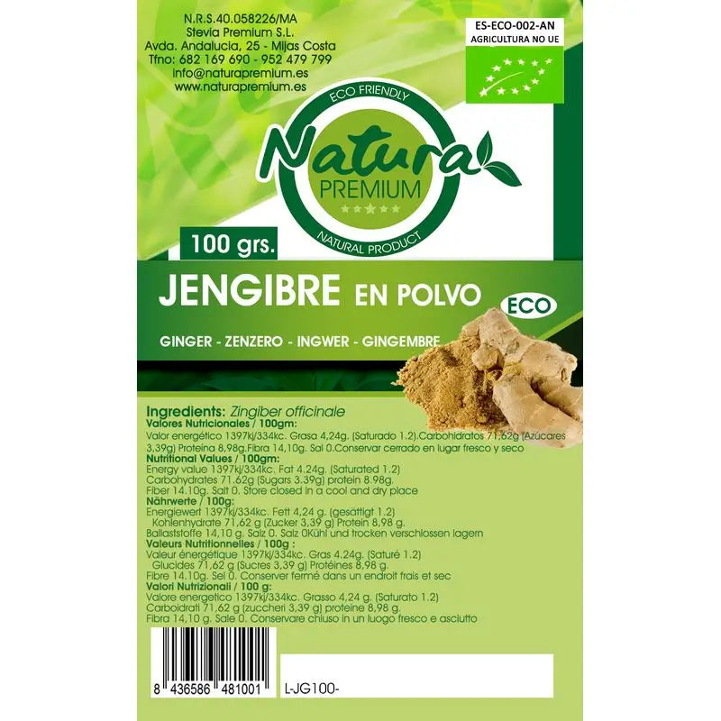 Natura Premium Jengibre Polvo Bio , 125 gr