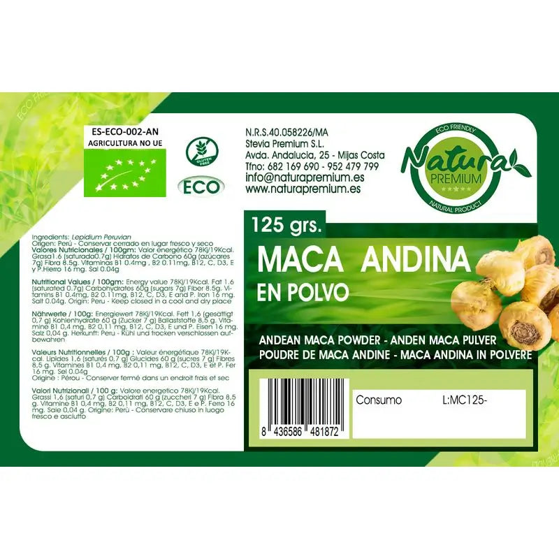 Natura Premium Maca En Polvo Bio , 500 gr