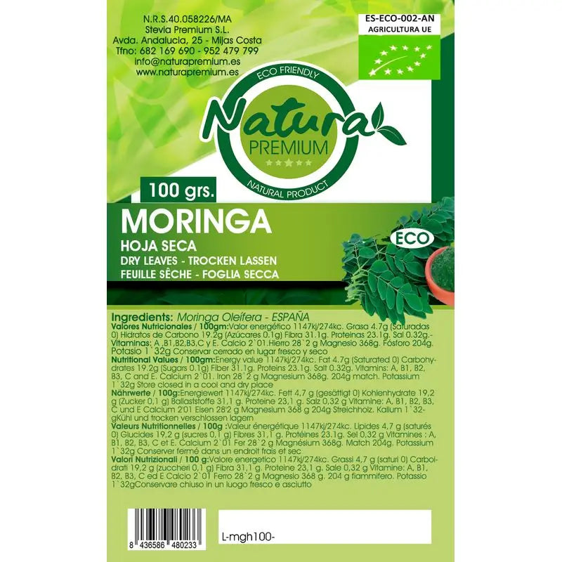 Natura Premium Moringa Hoja Seca Bio , 100 gr