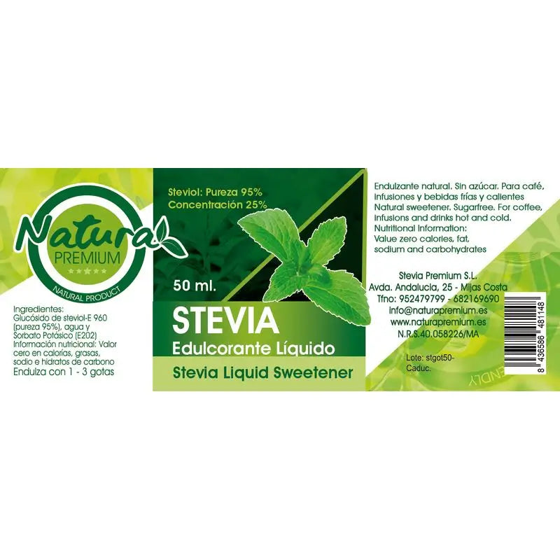 Natura Premium Stevia Extracto Líquido  , 250 ml