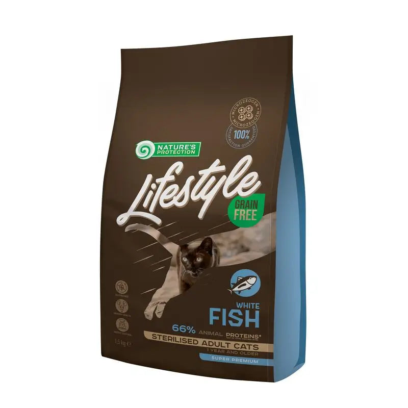 Natures Protection Lifestyle Grain Free Para Gatos Esterilizados Pescado White, 1,5Kg