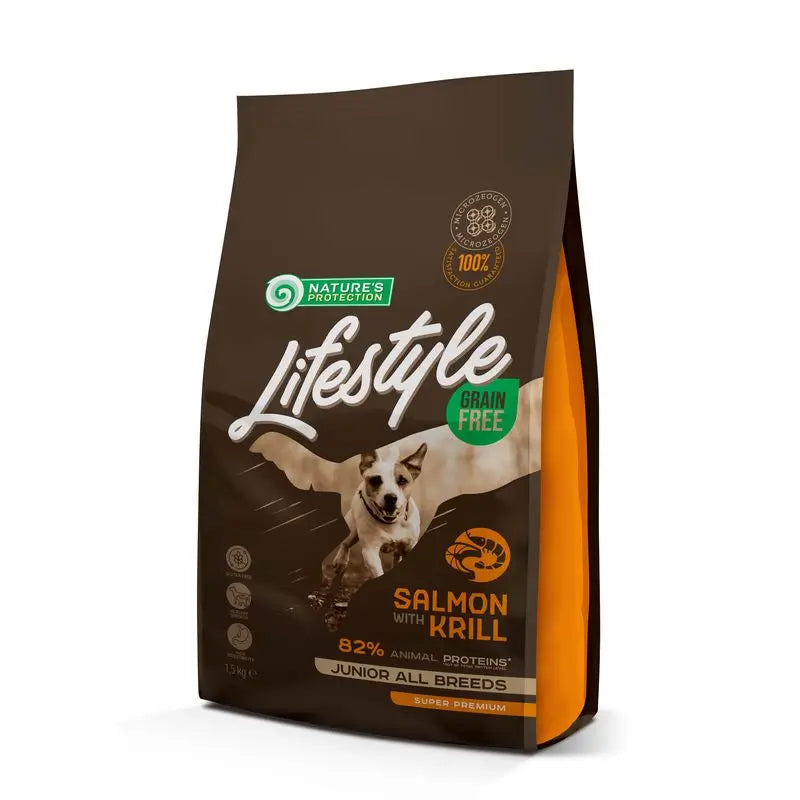 Natures Protection Lifestyle Grain Free Para Perros  Junior Salmón Y Krill 1,5Kg