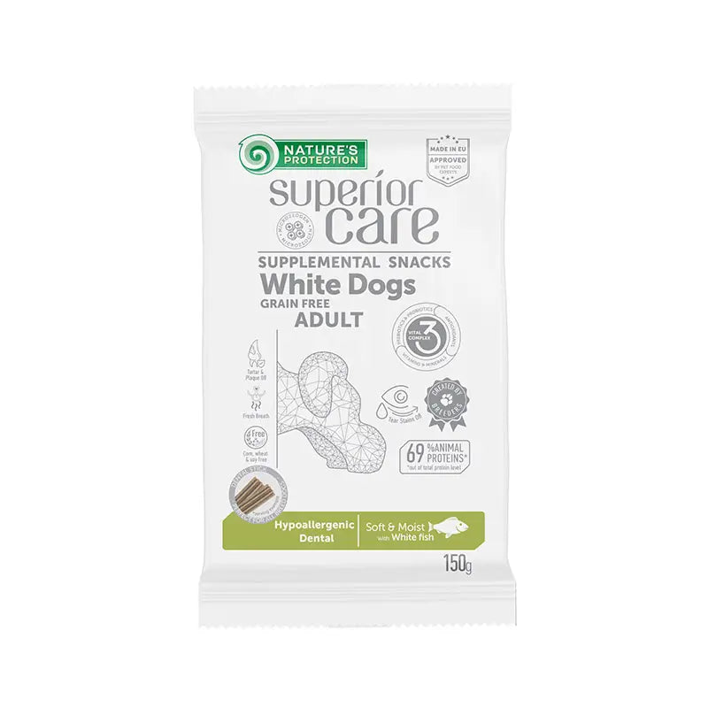 Natures Protection Superior Care White Dogs Snack Para Perros Hypoallergenic. Dental De Pescado Blanco 110Gr