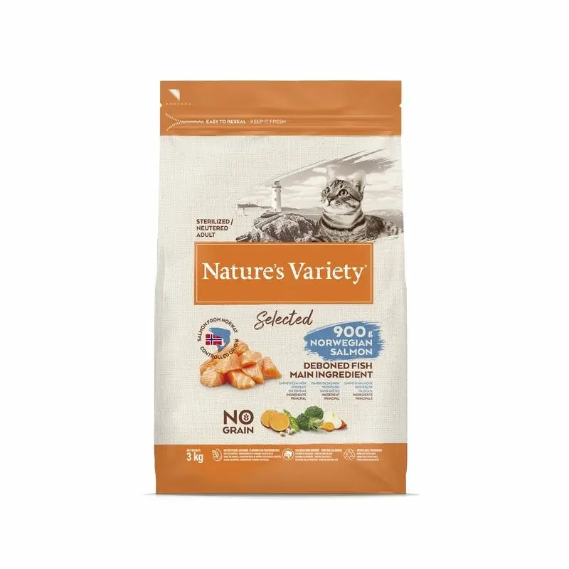 Nature'S Variety Feline Adult Selected Esterilizado Salmon 3Kg, pienso para gatos