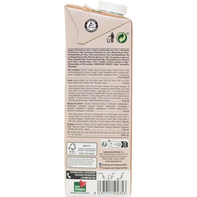 Naturgreen Bebida Vegetal De Avena Con Choco-Calcio 1Lt 6Uds.