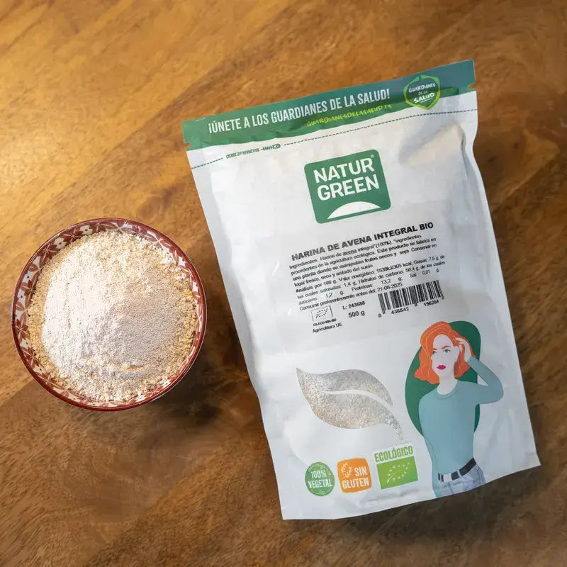 Naturgreen Harina Avena Integral Sin Gluten, 500 g