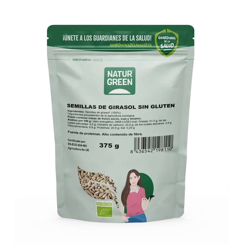 NaturGreen Semillas de Girasol Bio, 375 g