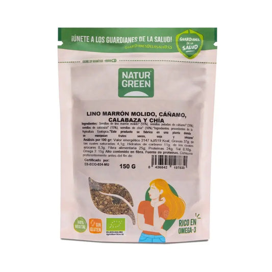 Naturgreen Semillas De Lino, Cáñamo, Calabaza Y Chía Bio , 150 g