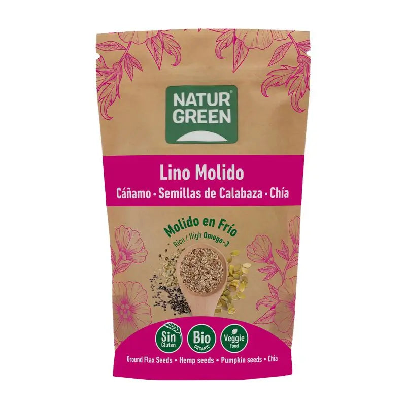 Naturgreen Semillas De Lino, Cáñamo, Calabaza Y Chía Bio, 225 g