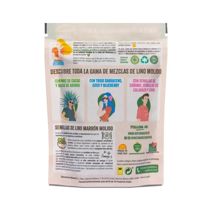 NaturGreen Semillas de lino, Nibs de cacao y Aronia Bio 150 g