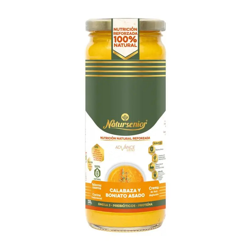 Natursenior Crema De Verduras Adultos Calabaza Y Boniato Asado Con Omega 3 Dha, Prebióticos Y Proteínas. , 255 gr