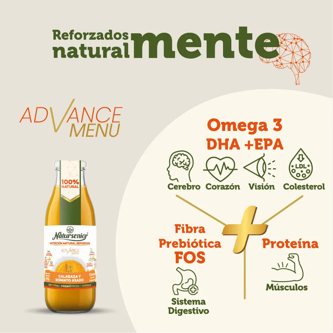 Natursenior Crema De Verduras Adultos Calabaza Y Boniato Asado Con Omega 3 Dha, Prebióticos Y Proteínas. , 255 gr