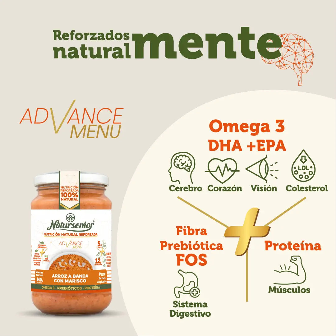 Natursenior Puré Adultos Arroz A Banda Con Marisco Con Omega 3 Dha+Epa, Prebióticos Y Proteínas. , 340 gr