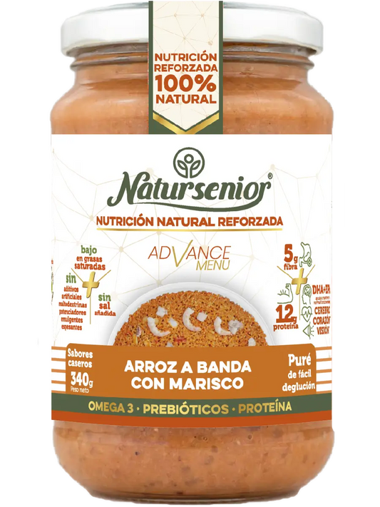 Natursenior Puré Adultos Arroz A Banda Con Marisco Con Omega 3 Dha+Epa, Prebióticos Y Proteínas. , 340 gr