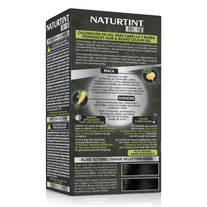 Naturtint Men Tinte Coloración Permanente Hombre Cabello Y Barba Sin Amoníaco 1N - Negro