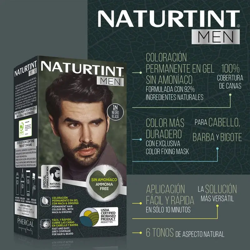 Naturtint Men Tinte Coloración Permanente Hombre Cabello Y Barba Sin Amoníaco 3N - Castaño Oscuro