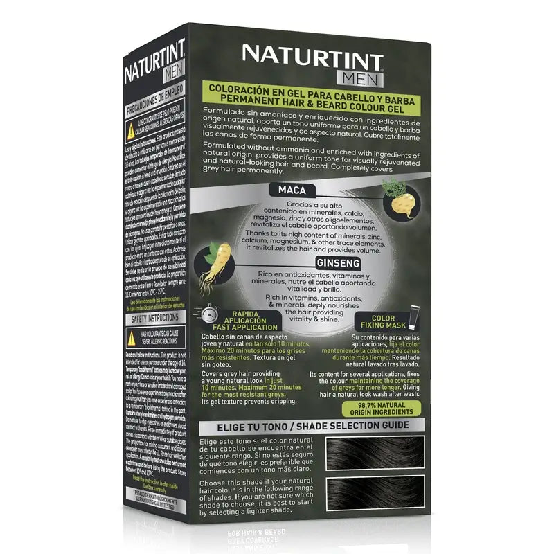 Naturtint Men Tinte Coloración Permanente Hombre Cabello Y Barba Sin Amoníaco 3N - Castaño Oscuro