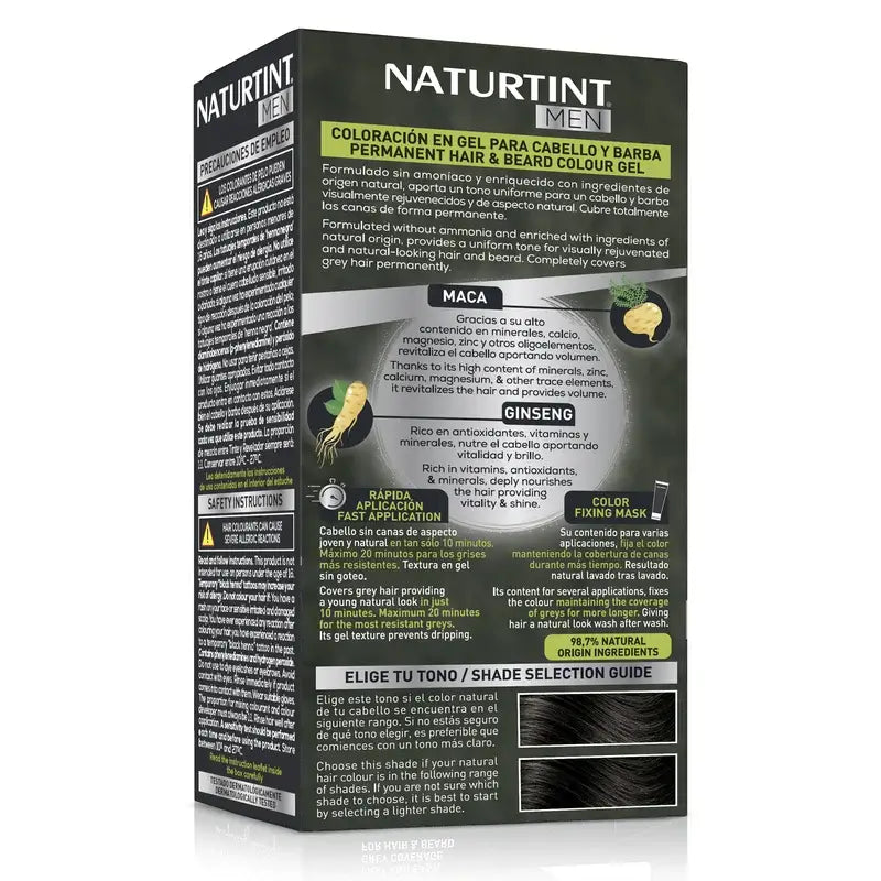 Naturtint Men Tinte Coloración Permanente Hombre Cabello Y Barba Sin Amoníaco 4N - Castaño Natural