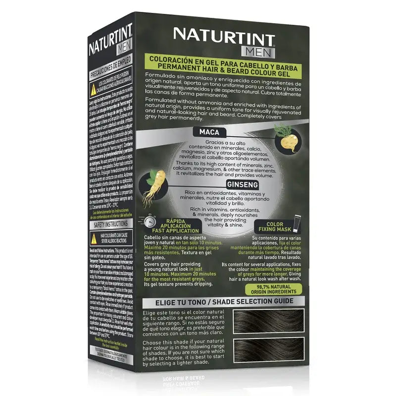 Naturtint Men Tinte Coloración Permanente Hombre Cabello Y Barba Sin Amoníaco 5N - Castaño Claro