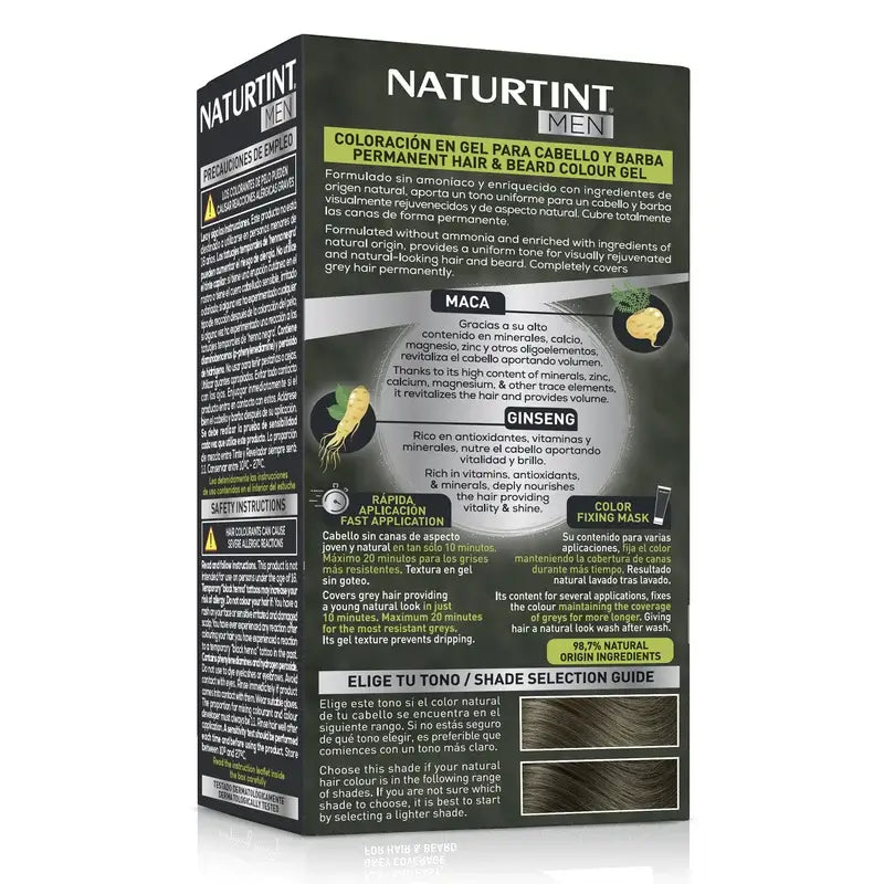 Naturtint Men Tinte Coloración Permanente Hombre Cabello Y Barba Sin Amoníaco 7N - Rubio Avellana