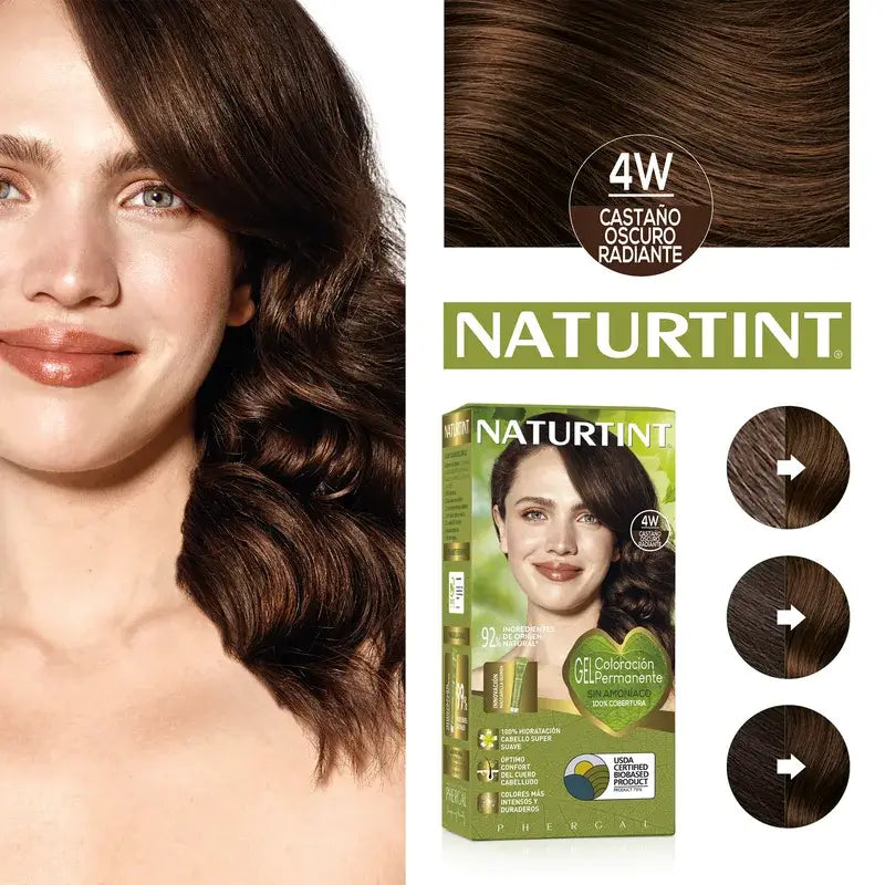 Naturtint Coloración Permanente Tinte Sin Amoníaco 4W - Castaño Oscuro Radiante